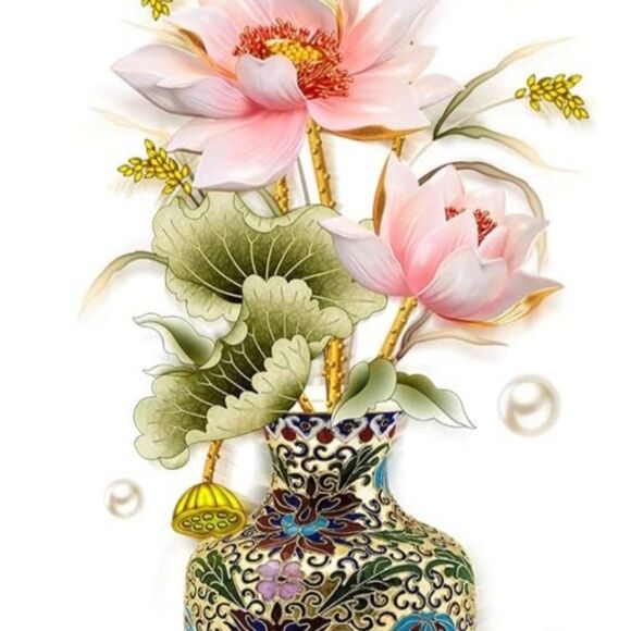 Peel and Stick Wall Decor Sticker Decorative Vase with Pink Lotus Design - Picture 7 of 9